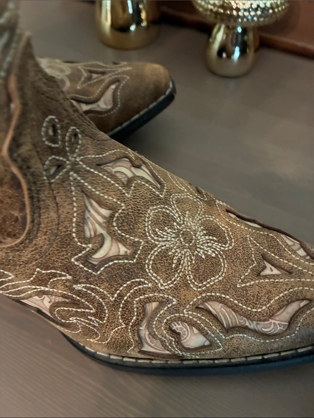 Laredo Tan Brown Western Embroidered Cowboy Boots - Picture 5 of 6